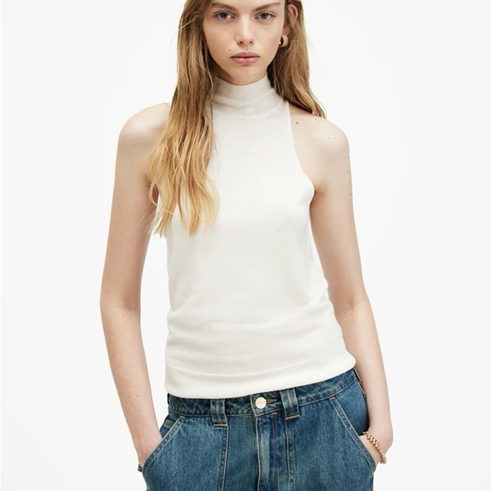 All Saints Cream Sleeveless Tank Top